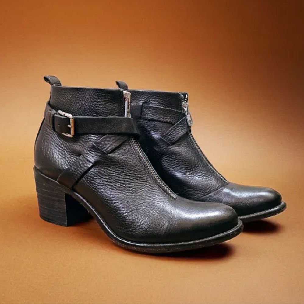 Diesel Black Ankle Boots with Chunky Heel and Strap